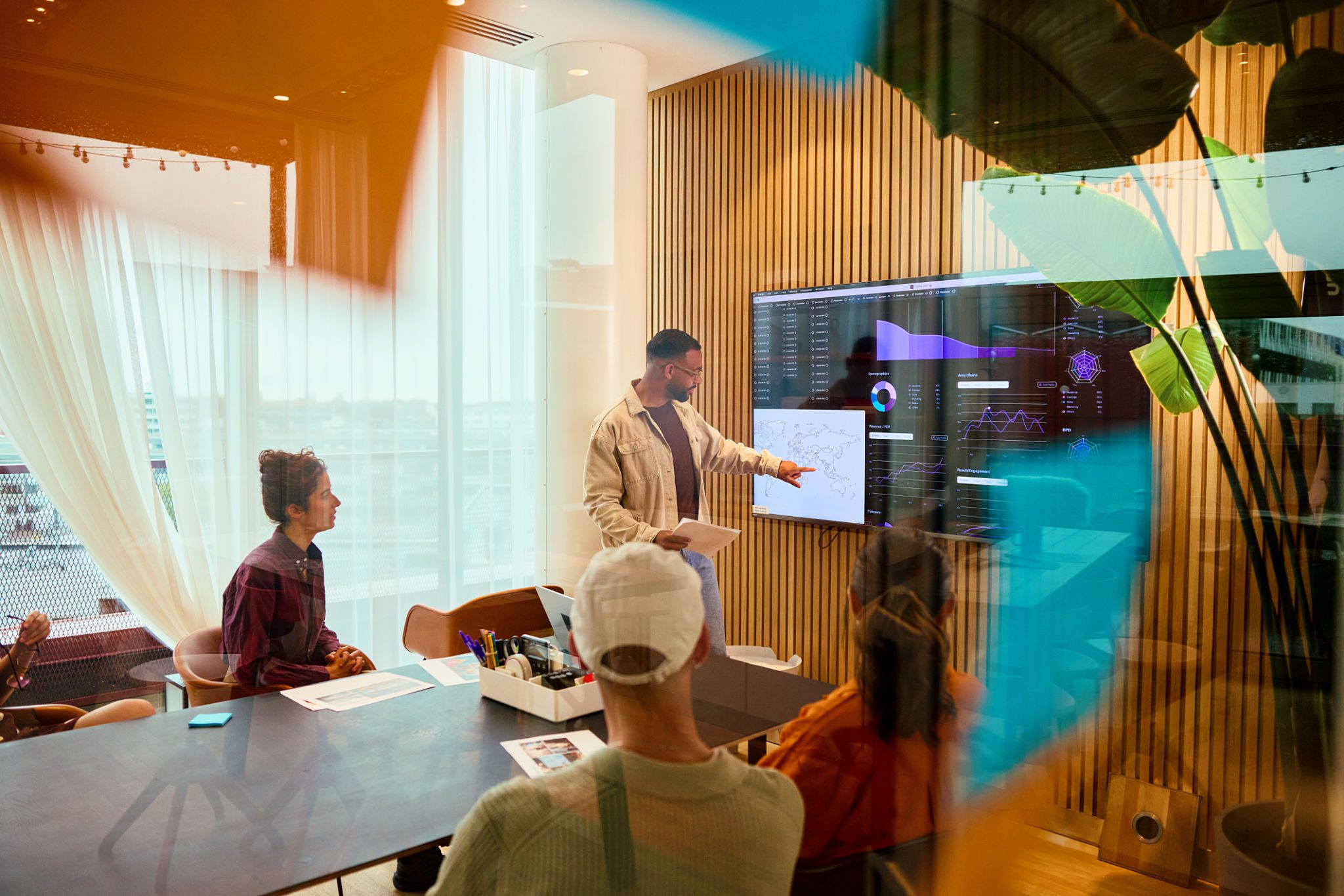 Team meeting with data presentation